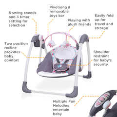 Mastela Deluxe Portable Swing Teal - For Ages 0-2 Years