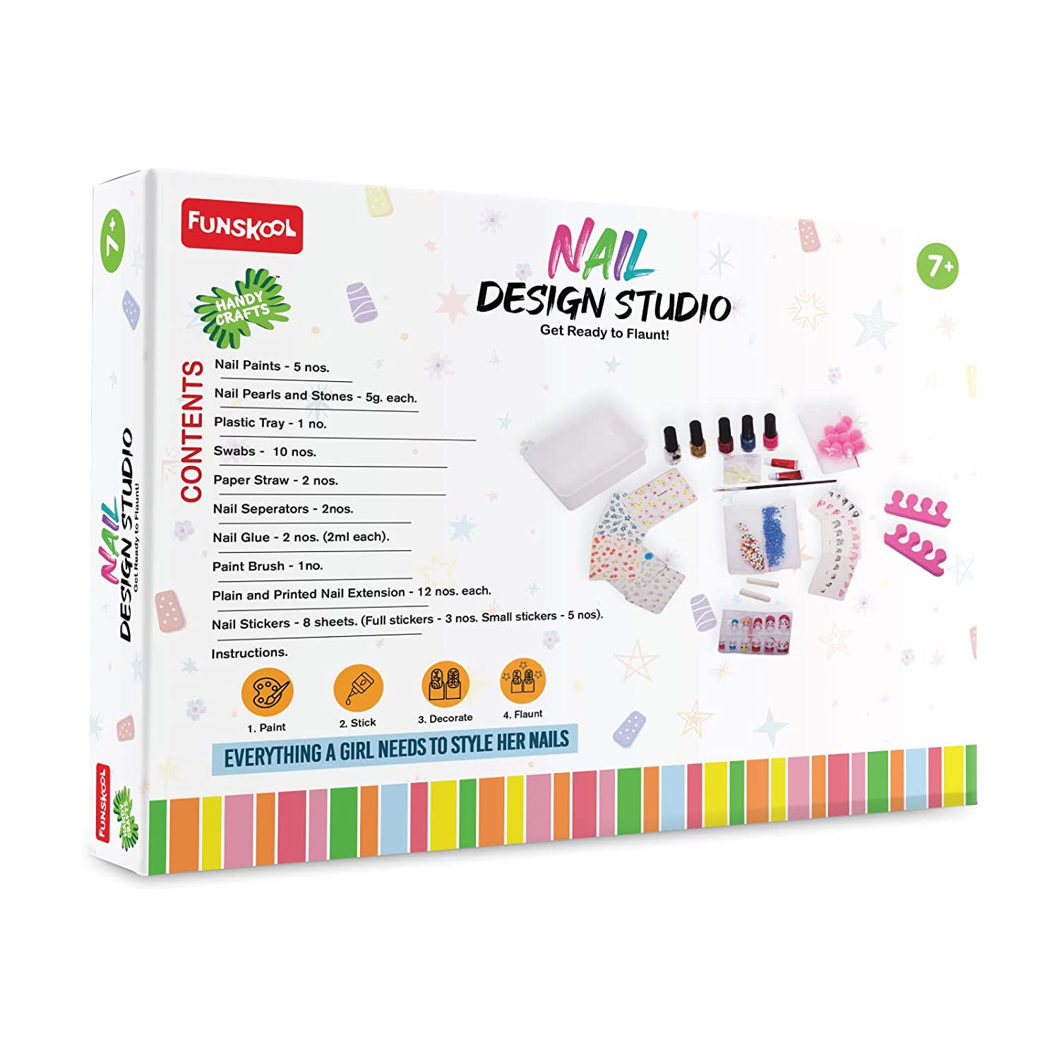 Funskool Handycrafts Nail Design Studio DIY Activity Kit for Girls Ages 7 and Above