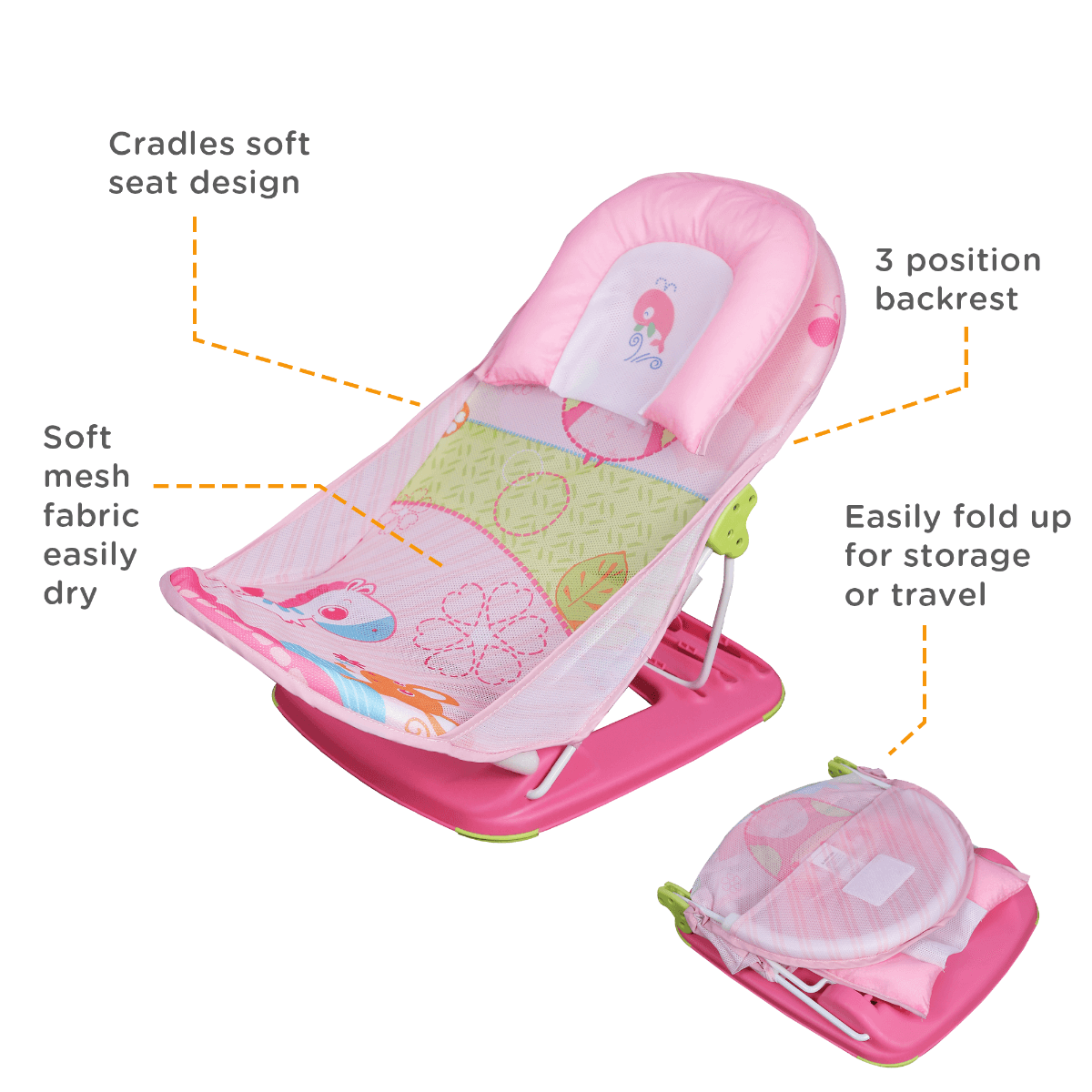 Mastela Deluxe Baby Bather Pink P2 - For Ages 0-1 Years