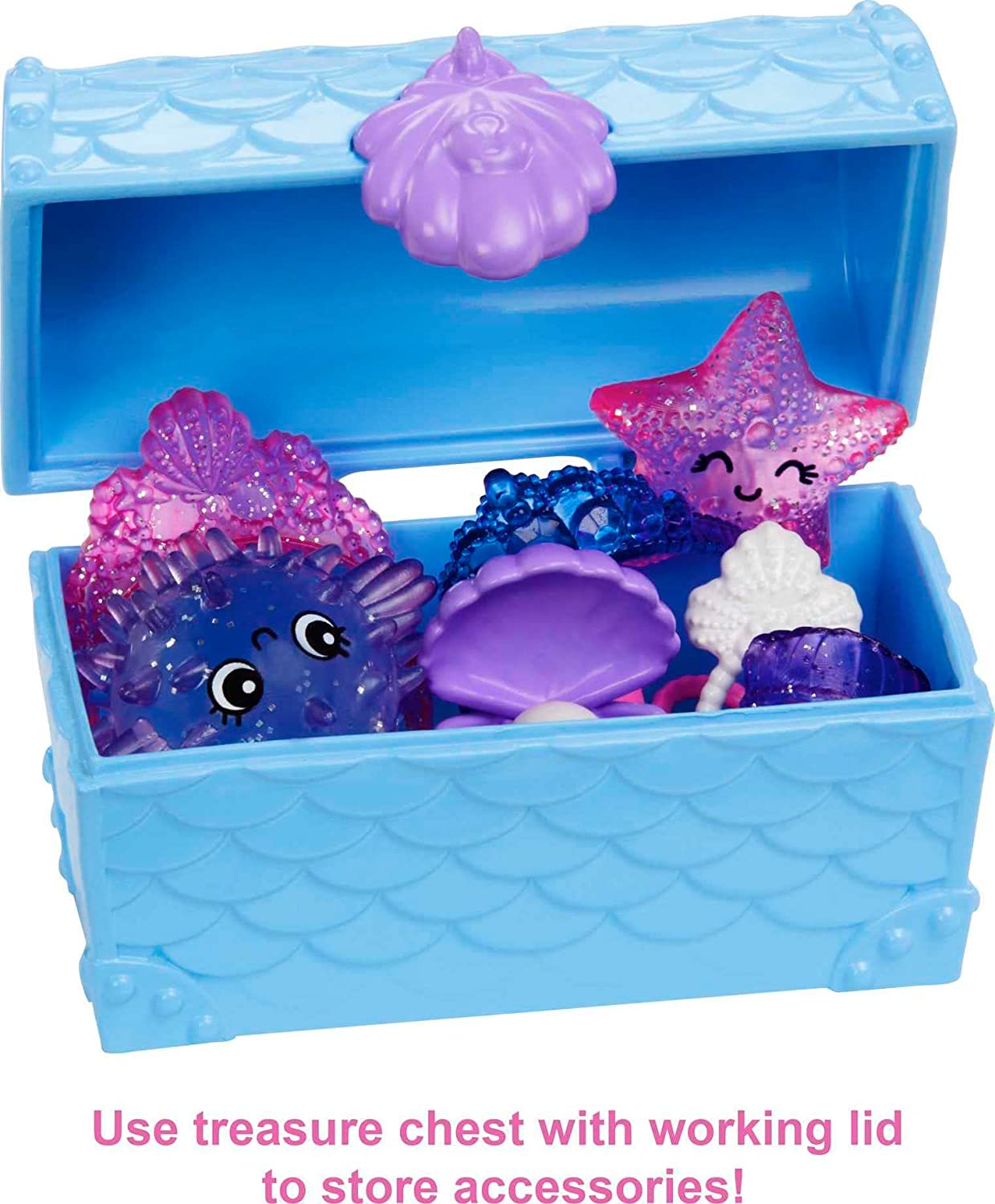 Barbie Chelsea Mermaid Power Doll with Blue & Purple Hair & 2 Ocean Pets & Treasure Chest Accessories