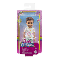 Barbie Chelsea 6 Inch Brunette Boy Doll Wearing Colorful Printed T-Shirt, Blue Shorts & White Shoes for Kids Ages 3 Years Old & Up
