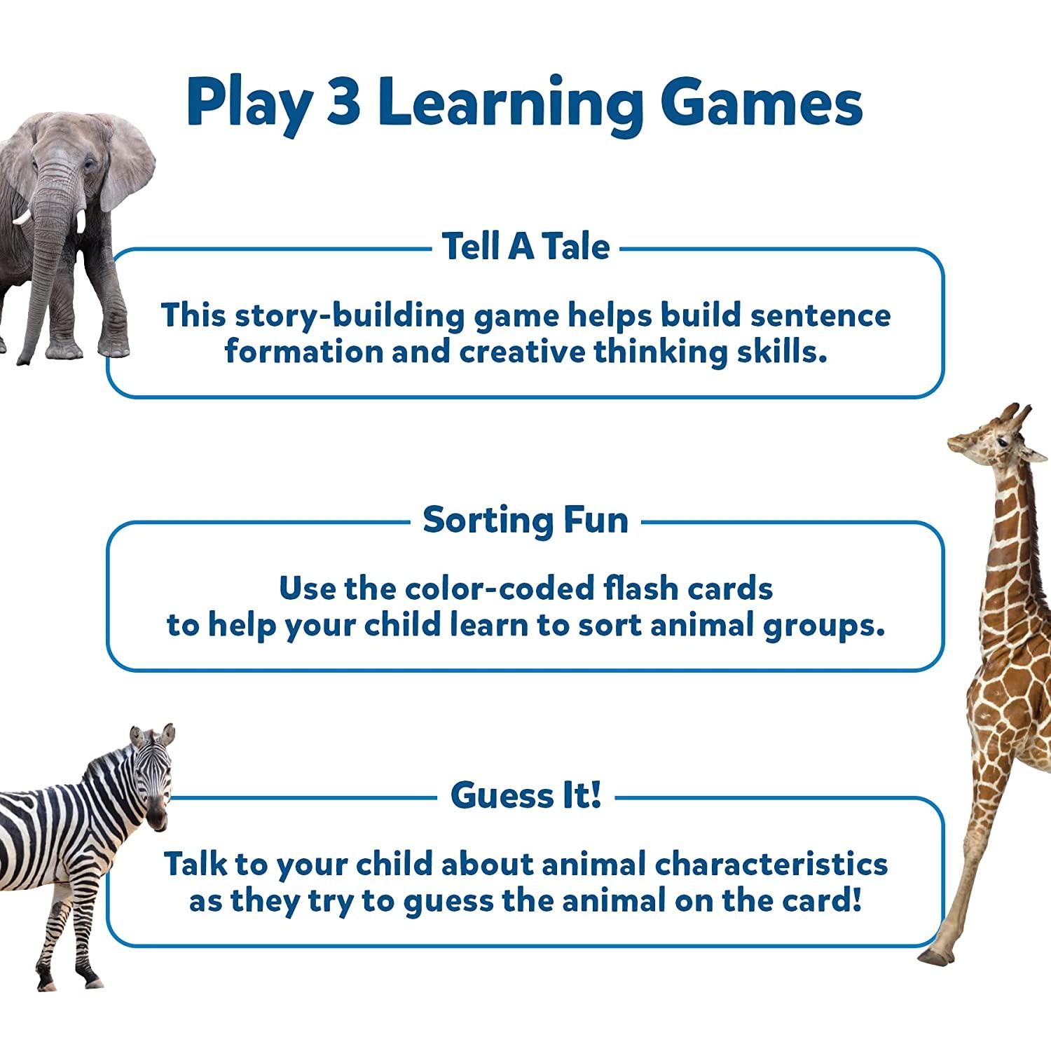 Skillmatics First 100 Animals - 3 in 1 Educational Flash Cards for Ages 2+ - FunCorp India