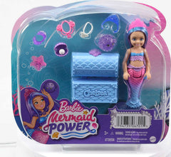 Barbie Chelsea Mermaid Power Doll with Blue & Purple Hair & 2 Ocean Pets & Treasure Chest Accessories