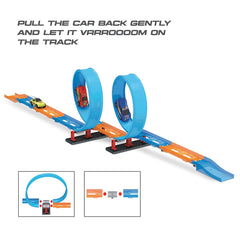 Playzu Track Champion – 34pcs Double 360 Degree Loops Racing Track Game with Building Block Sets