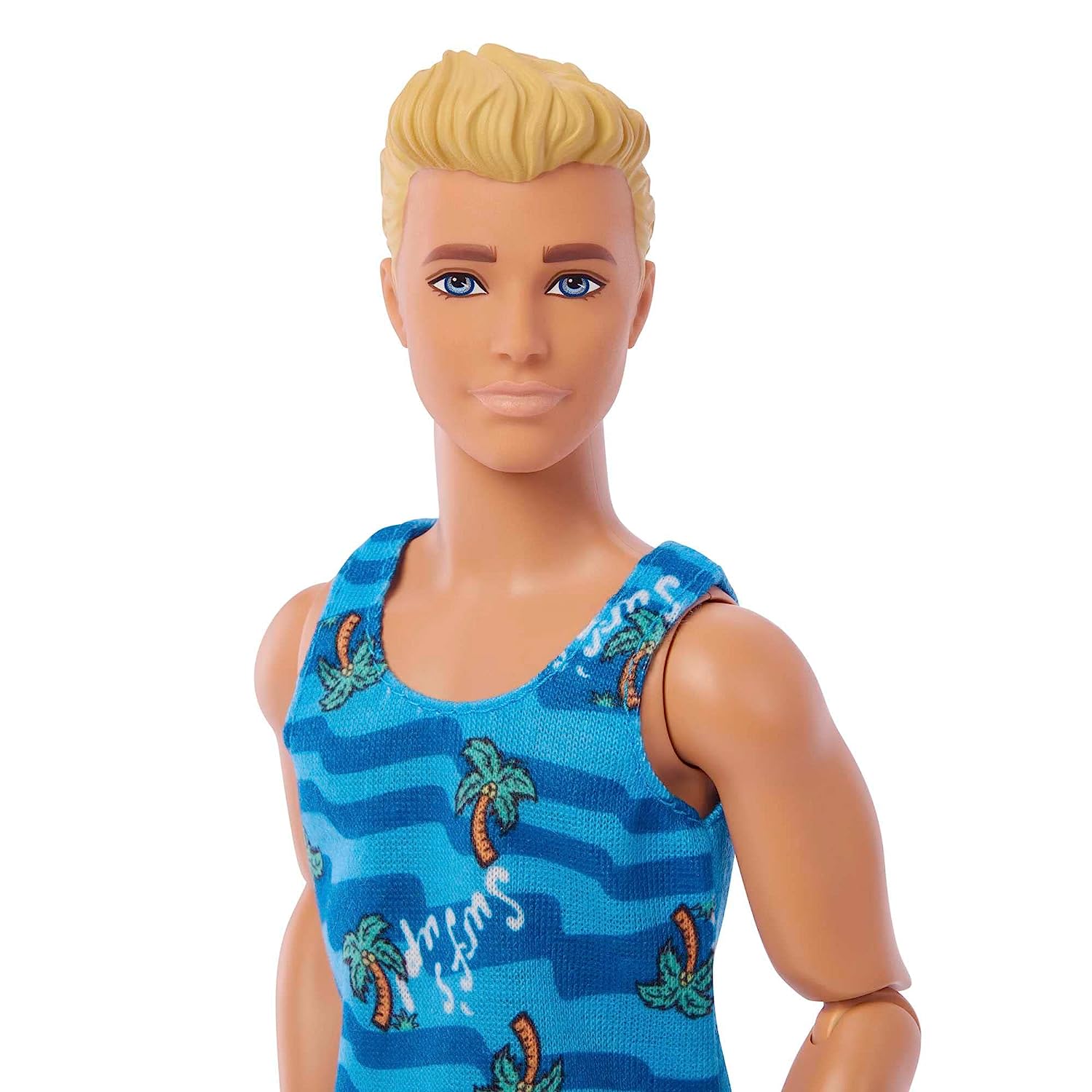 Barbie Poseable Blonde Ken Beach Doll with Surfboard and Pet Puppy Themed Accessories