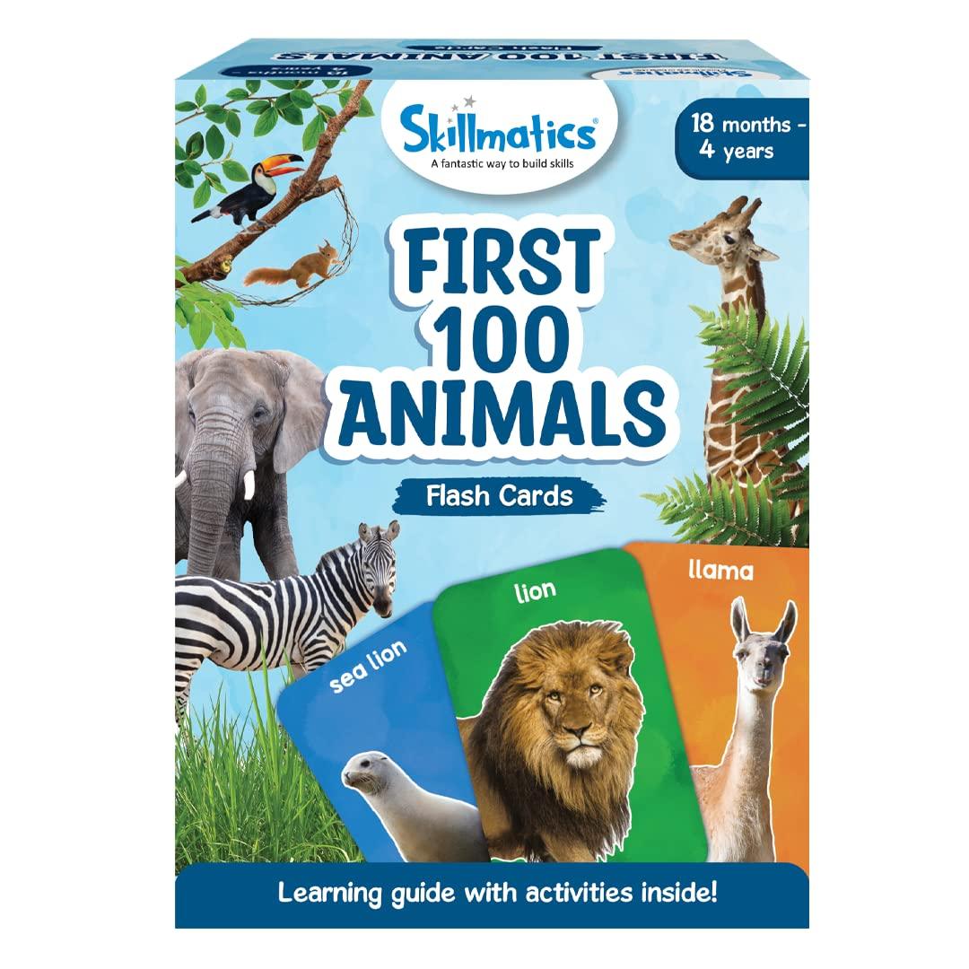 Skillmatics First 100 Animals - 3 in 1 Educational Flash Cards for Ages 2+ - FunCorp India