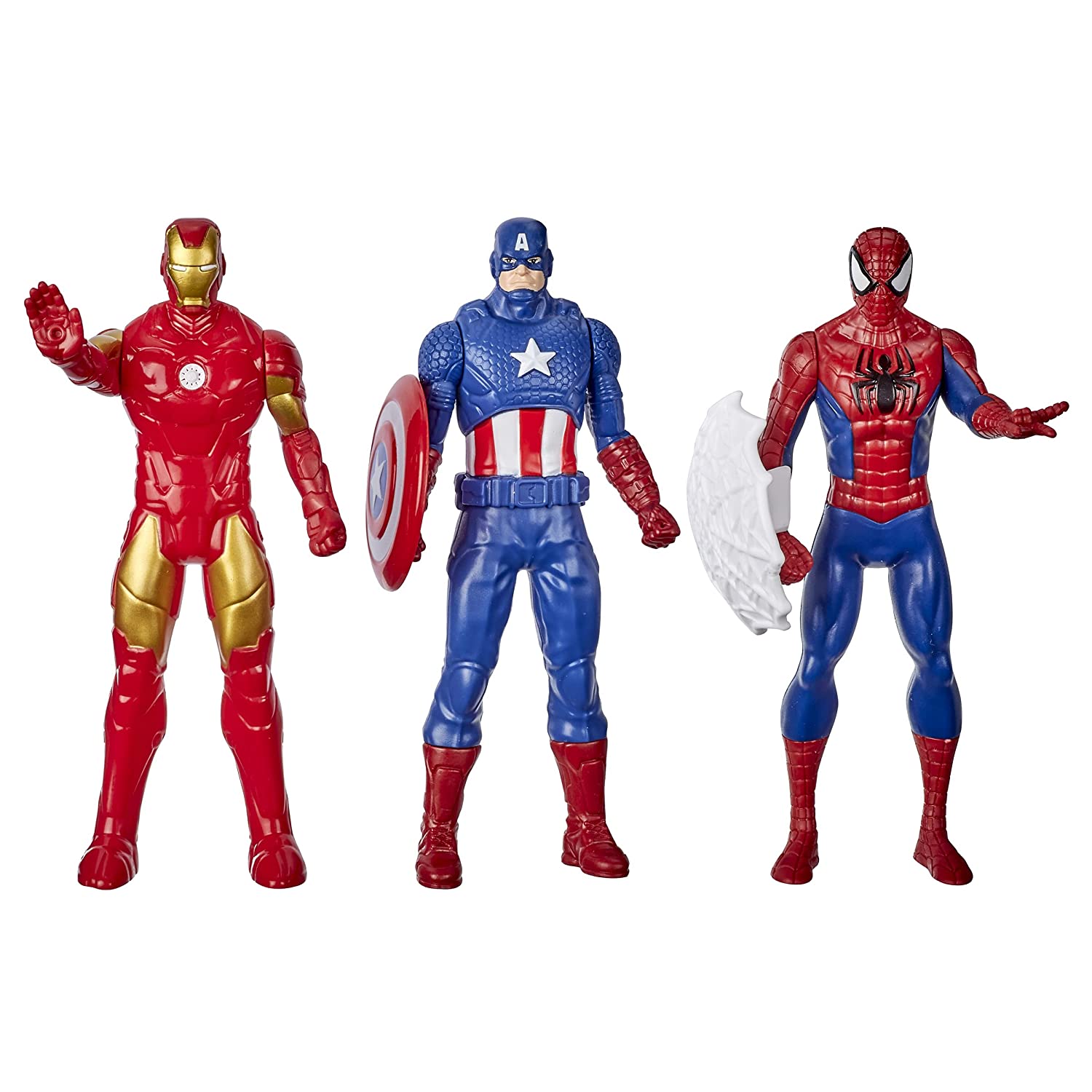 Marvel 6-inch Scale Iron Man, Spider-Man, Captain America Action Figure Toy Pack of 3 for Kids Ages 4 and Up