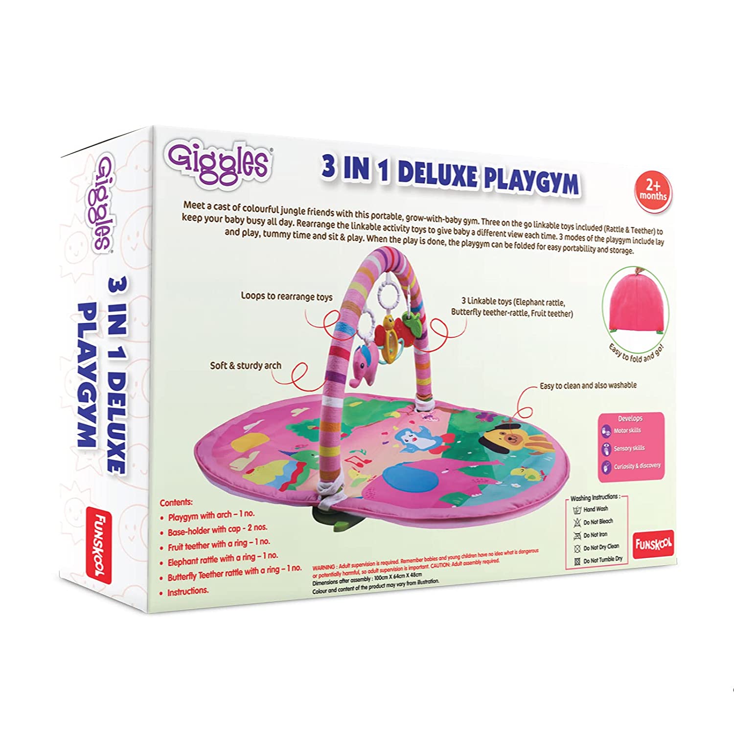 Funskool Giggles 3 In 1 Deluxe Playgym, Pink For Ages 0-3 Years