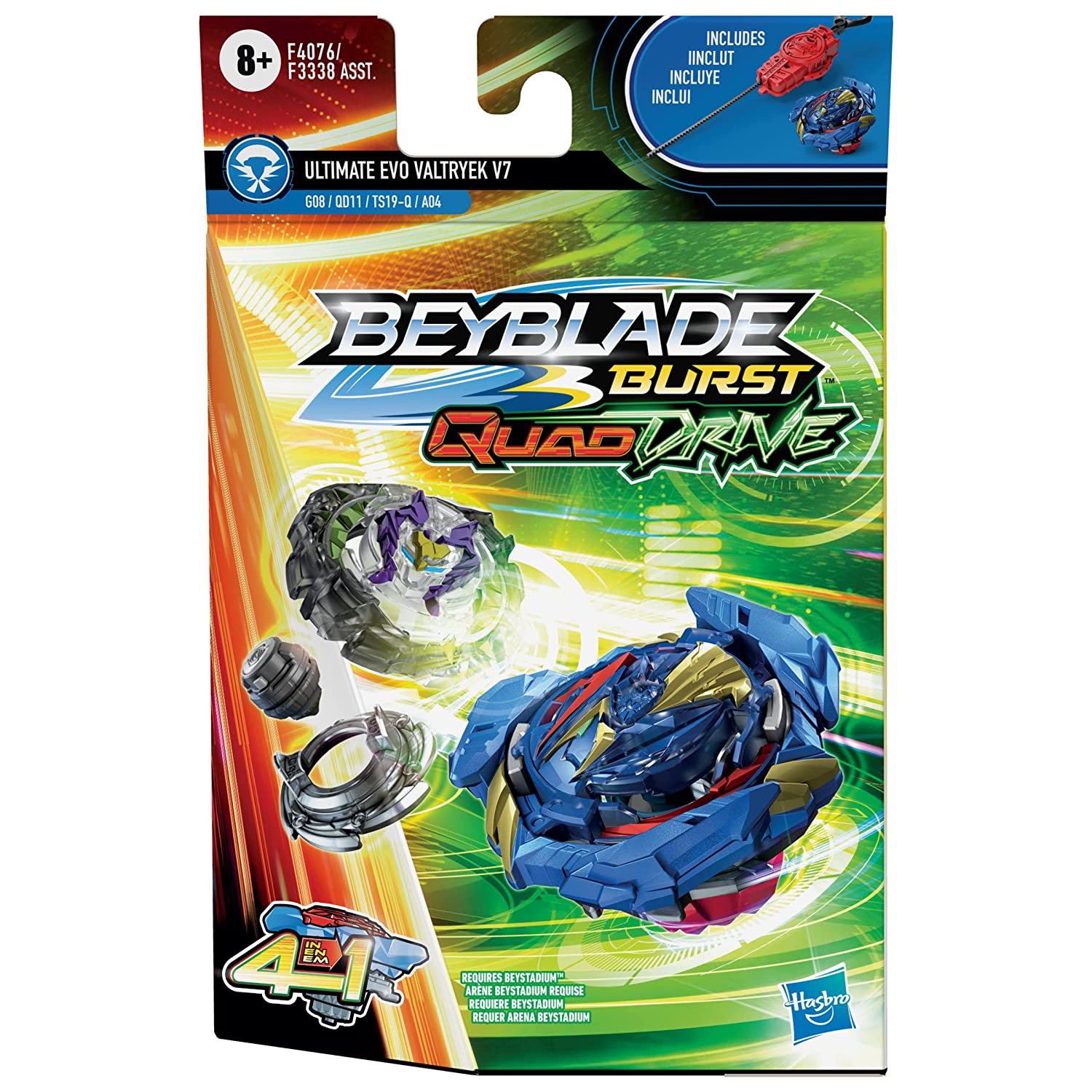 Beyblade Burst QuadDrive Ultimate Evo Valtryek V7 Spinning Top Starter Pack with Launcher for Kids Ages 8 and Up