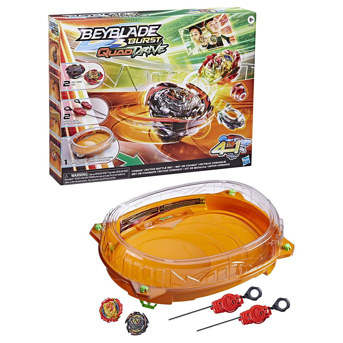 Beyblade Burst QuadDrive Cosmic Vector Battle Set with Beystadium, 2 Battling Top Toys and 2 Launchers for Ages 8 and Up