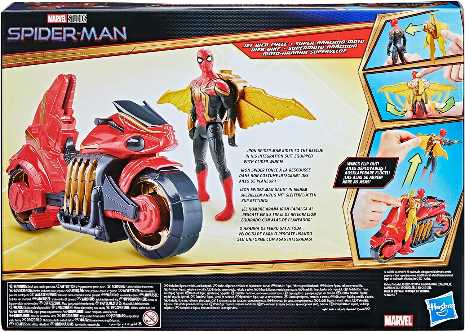 Marvel Spider-Man No Way Home 6-Inch Action Figure and Jet Web Cycle Vehicle Toy With Wings For Kids Ages 4 and Up