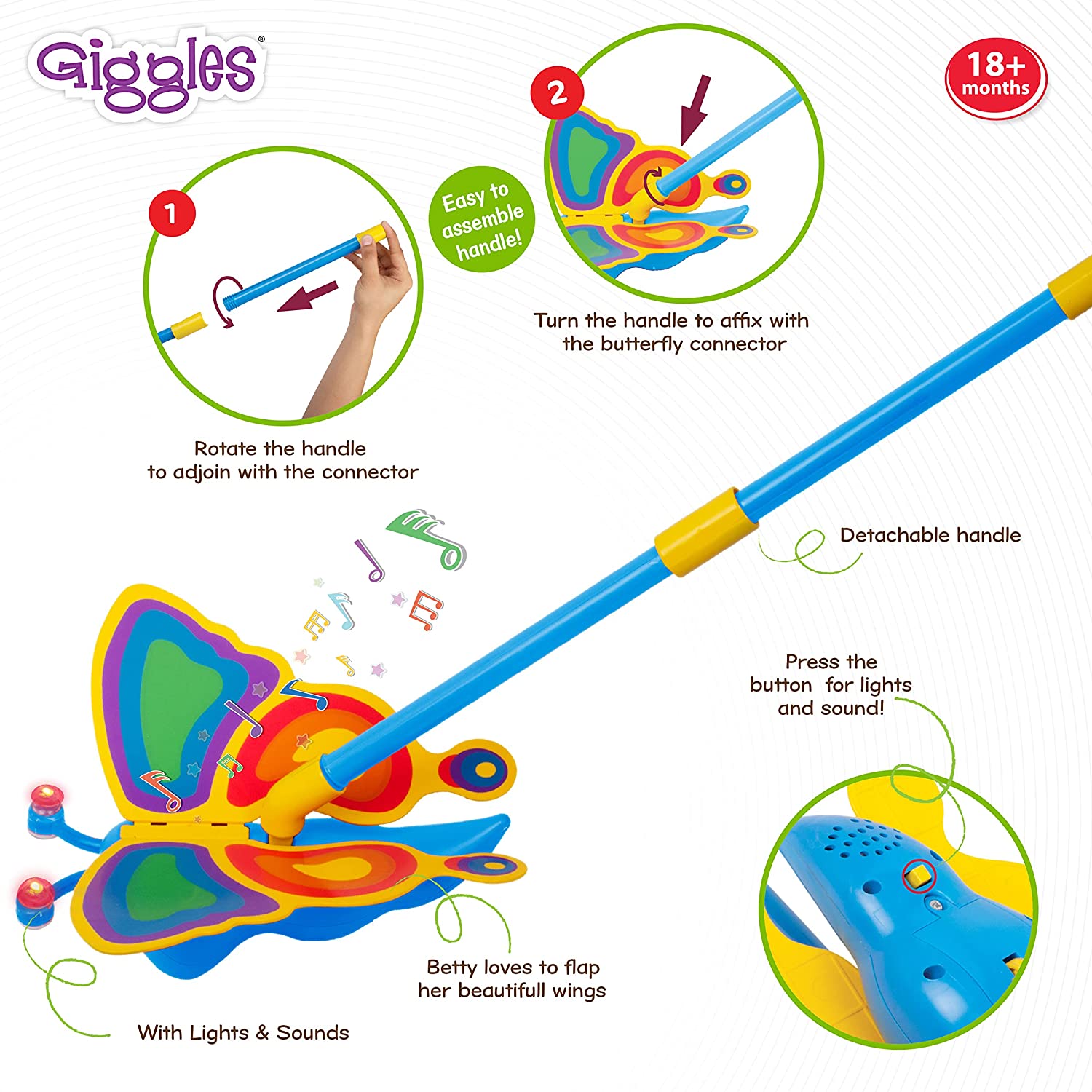Buy Funskool Giggles Betty The Butterfly Push Along Toy with Lights and Music for Toddlers Online at Best Price in India FunCorp