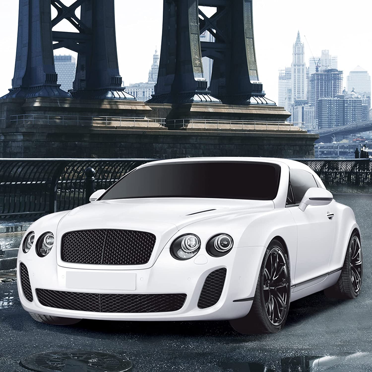 Playzu R/C 1:24 Scale Grand Tourer Vehicle, White - Remote Control Car for Kids Ages 6+