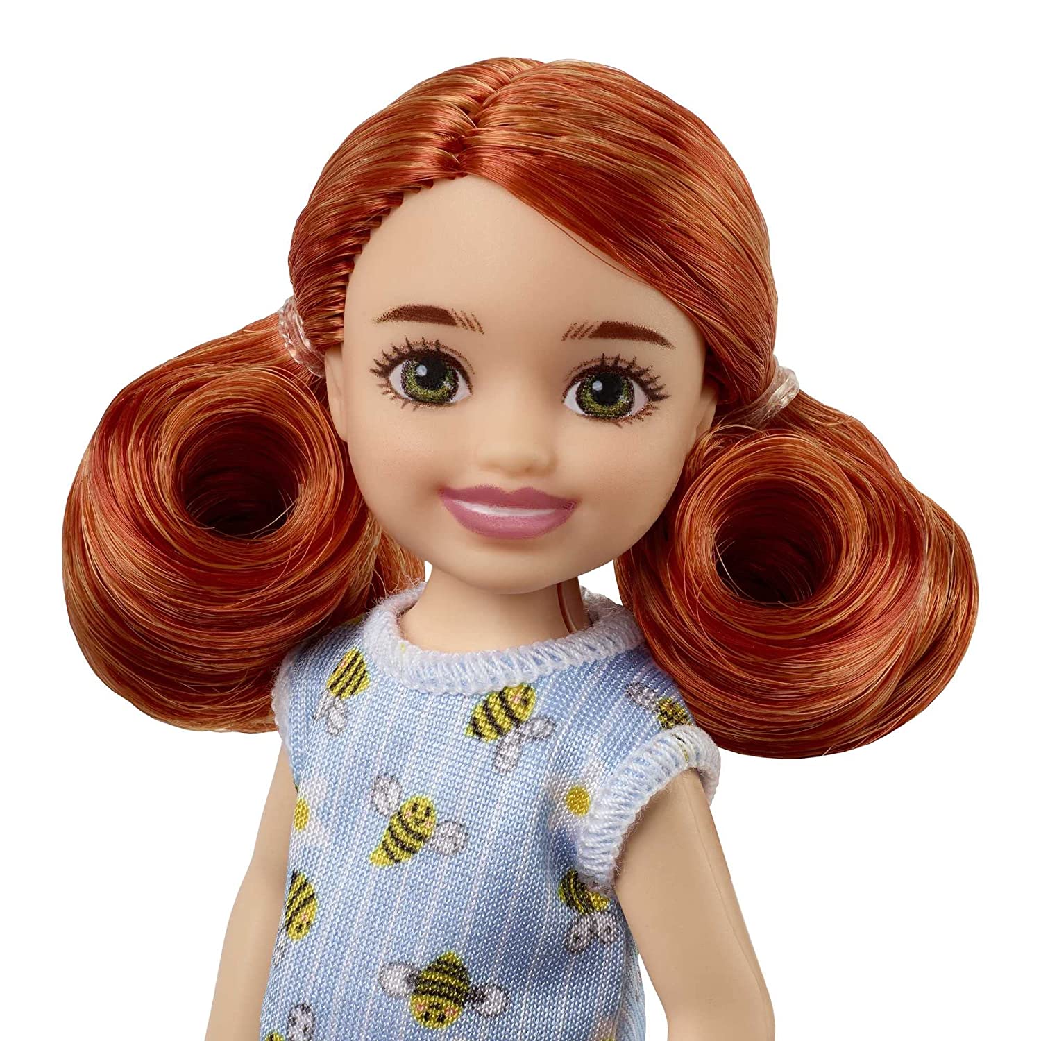 Barbie Chelsea 6 Inch Doll Red Hair Wearing Bumblebee & Flower-Print Dress and Blue Sandals for Kids Ages 3 Years Old & Up