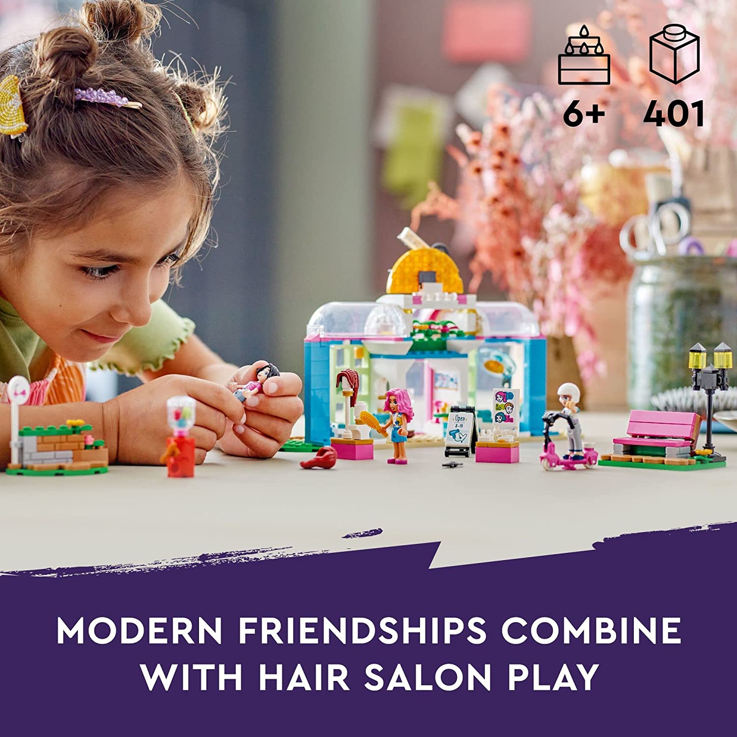 LEGO Friends Hair Salon - Hairdressing Set with Paisley & Olly Mini-Dolls Building Kit For Ages 6+