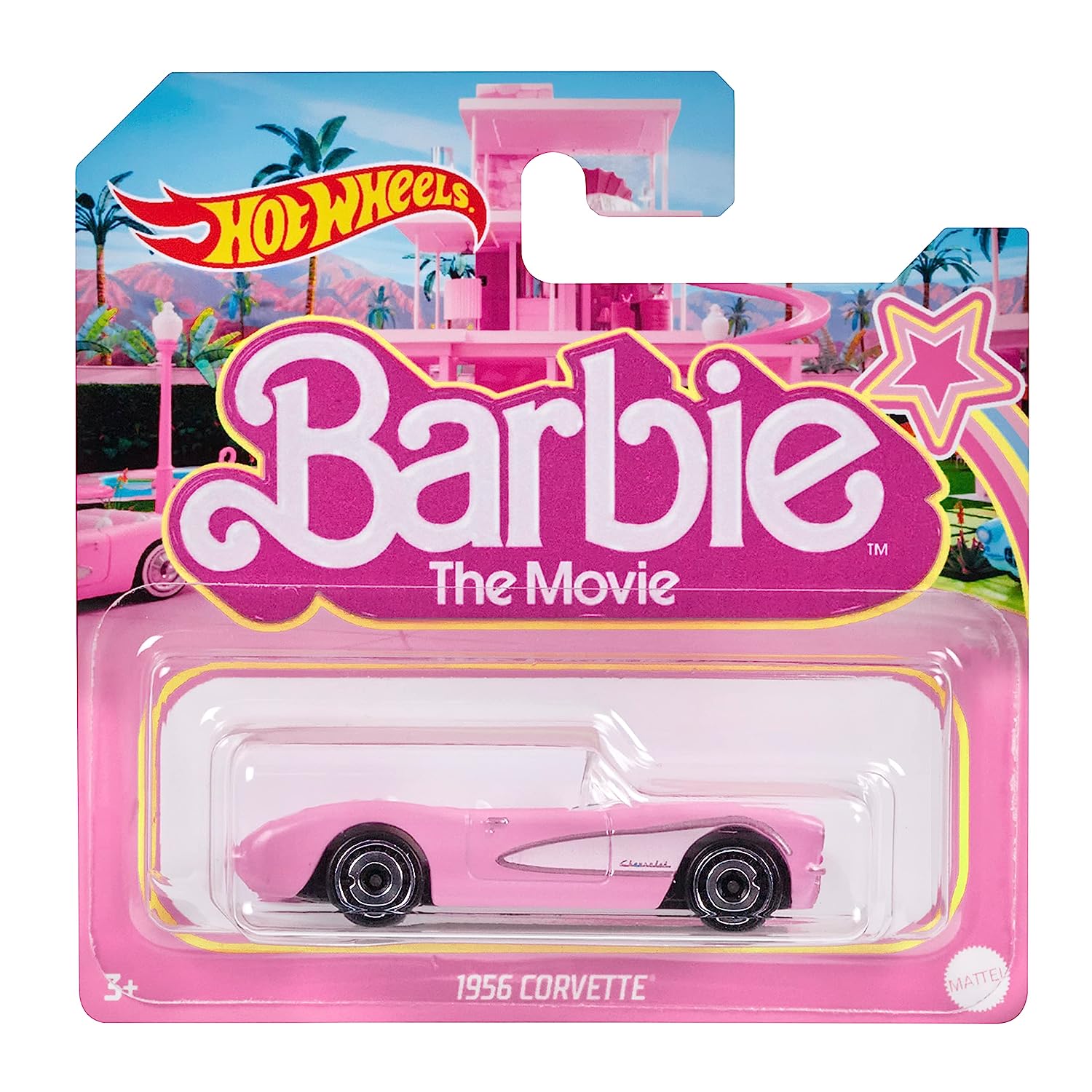 Hot Wheels Barbie The Movie Pink Corvette 1:64 Scale Die-Cast Car for Kids Ages 3+