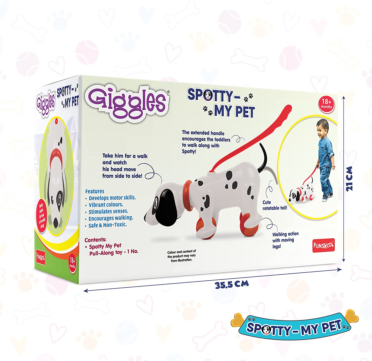 Funskool Giggles Spotty My Pet Pull Along Toy for Kids Ages 18 Months & Above