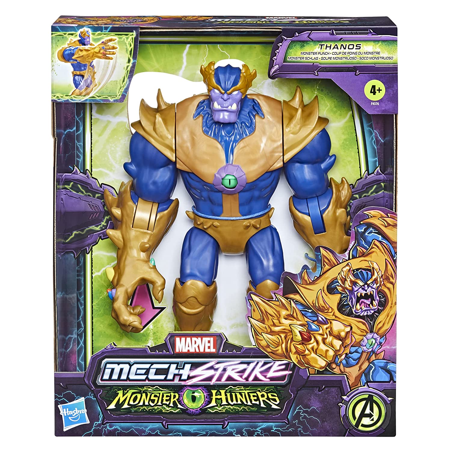 Marvel Avengers Mech Strike Monster Hunters 9-Inch-Scale Monster Punch Thanos Deluxe Action Figure for Kids Ages 4 and Up