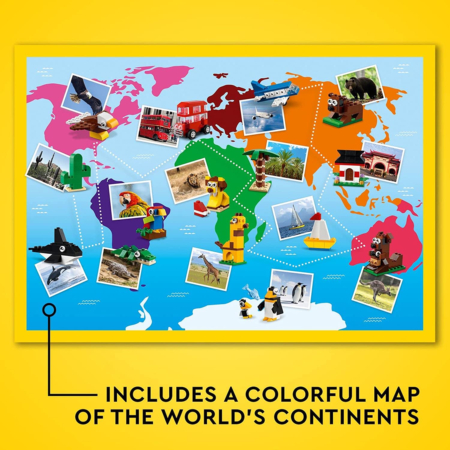 LEGO Classic Around The World with 15 Buildable Animal Figures Building Kit For Ages 4+