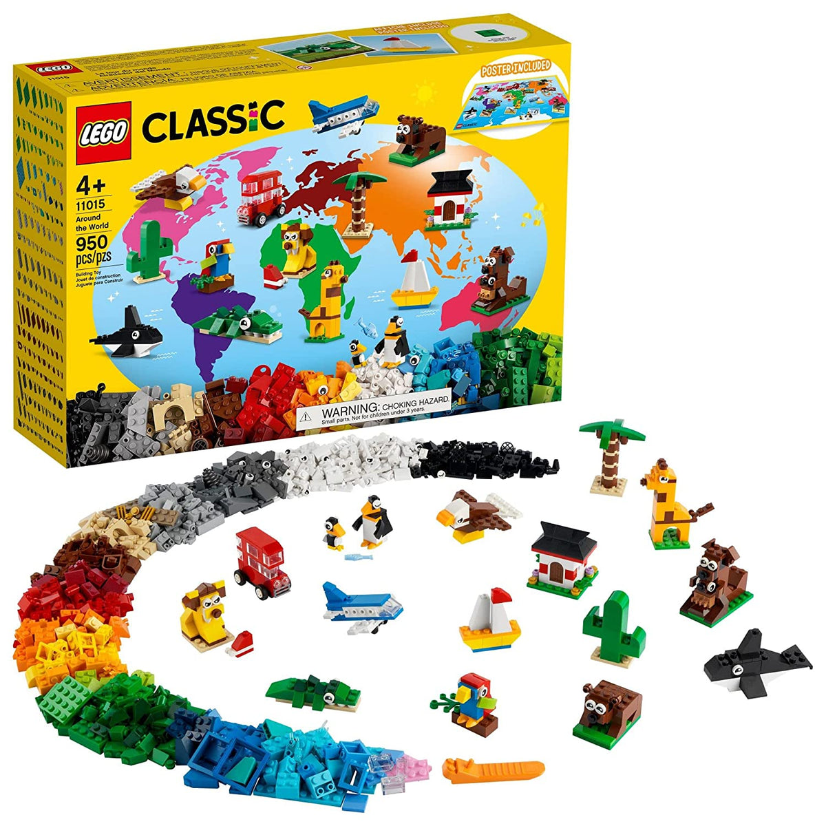 LEGO Classic Around The World with 15 Buildable Animal Figures Building Kit For Ages 4+