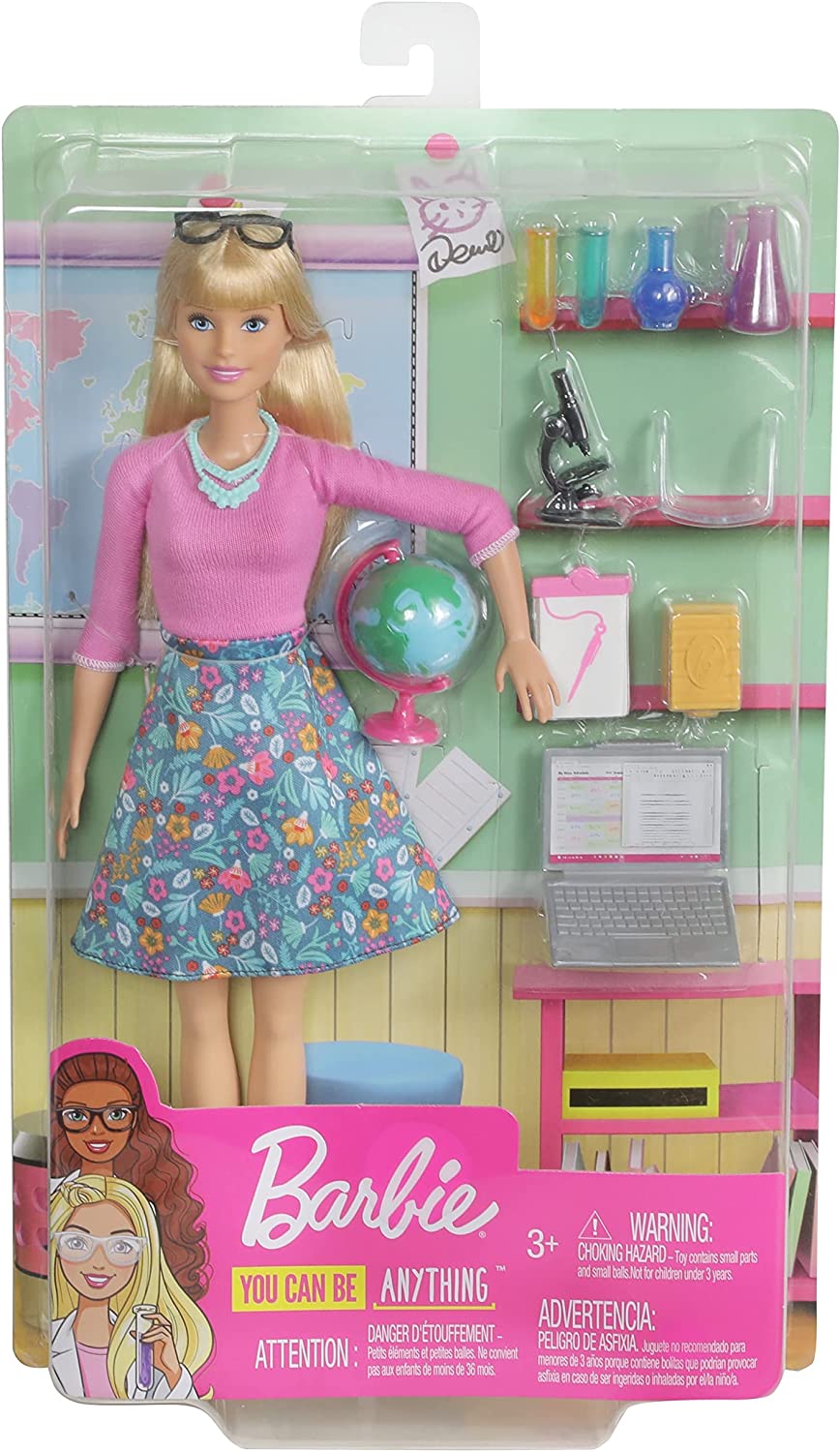 Barbie Blonde Hair Teacher Doll with Accessories for Kids Ages 3+