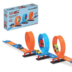 Playzu Track Champion – 45pcs Triple 360 Degree Loops Racing Track Game with Building Block Sets