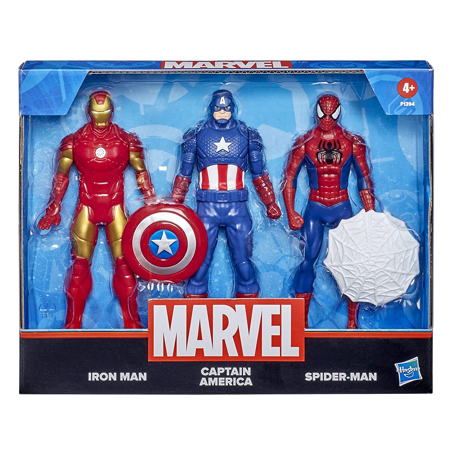 Marvel 6-inch Scale Iron Man, Spider-Man, Captain America Action Figure Toy Pack of 3 for Kids Ages 4 and Up