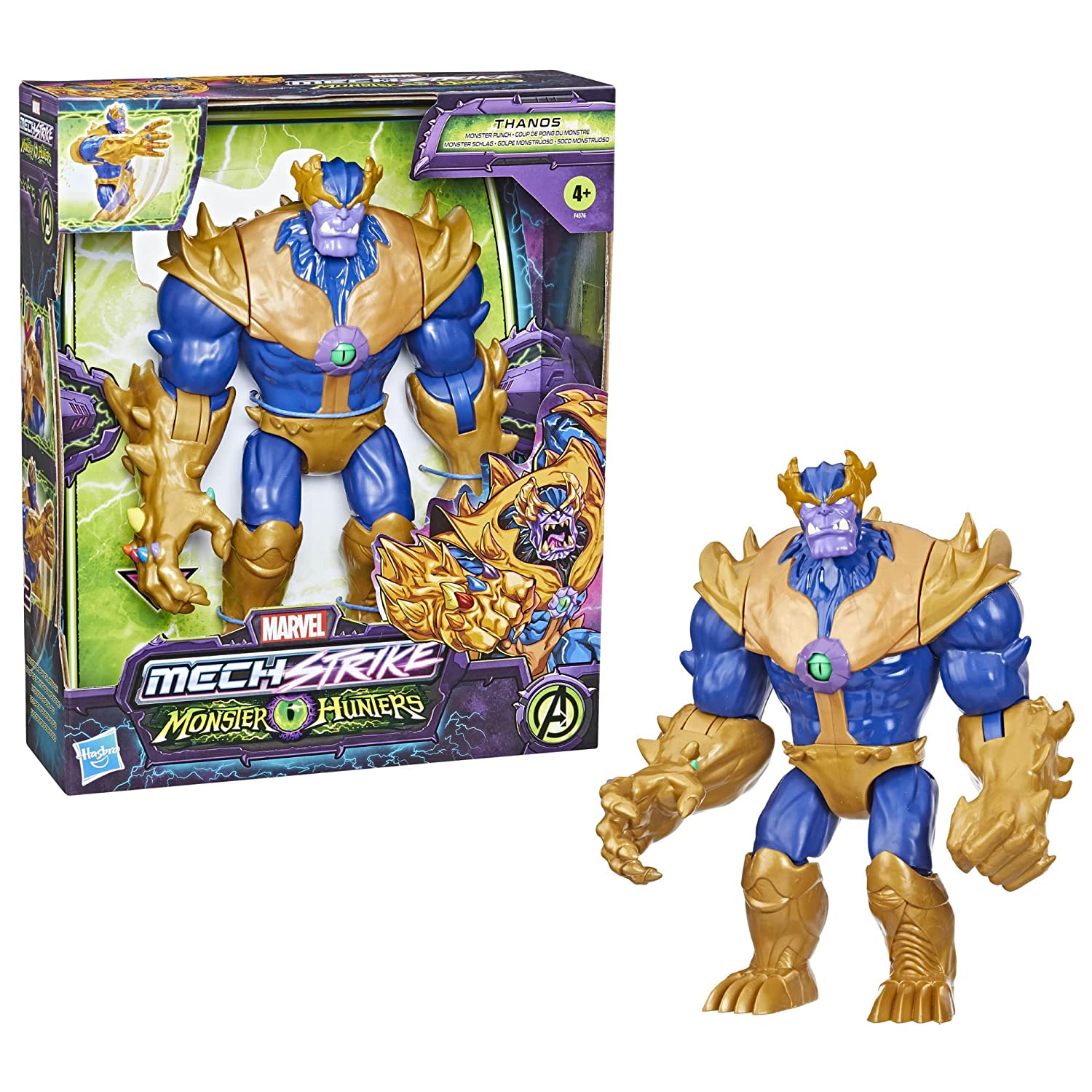 Marvel Avengers Mech Strike Monster Hunters 9-Inch-Scale Monster Punch Thanos Deluxe Action Figure for Kids Ages 4 and Up