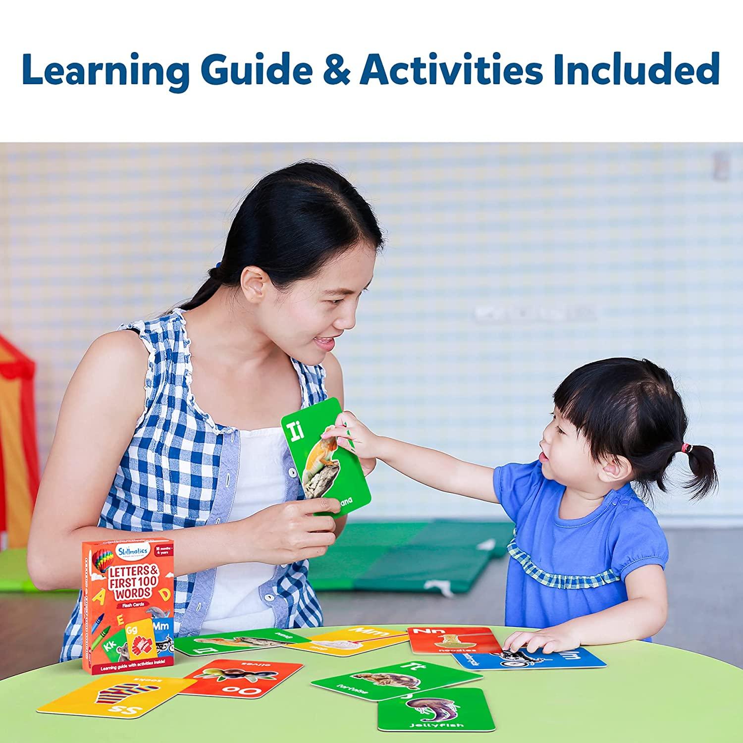 Skillmatics Letters & First 100 Words - 3 in 1 Educational Flash Cards for Ages 2+ - FunCorp India