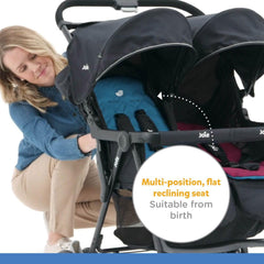 Joie Aire Twin Rosy & Sea - Double Baby Stroller Rain Cover With Single Touch Brake for Ages 0-3 Years