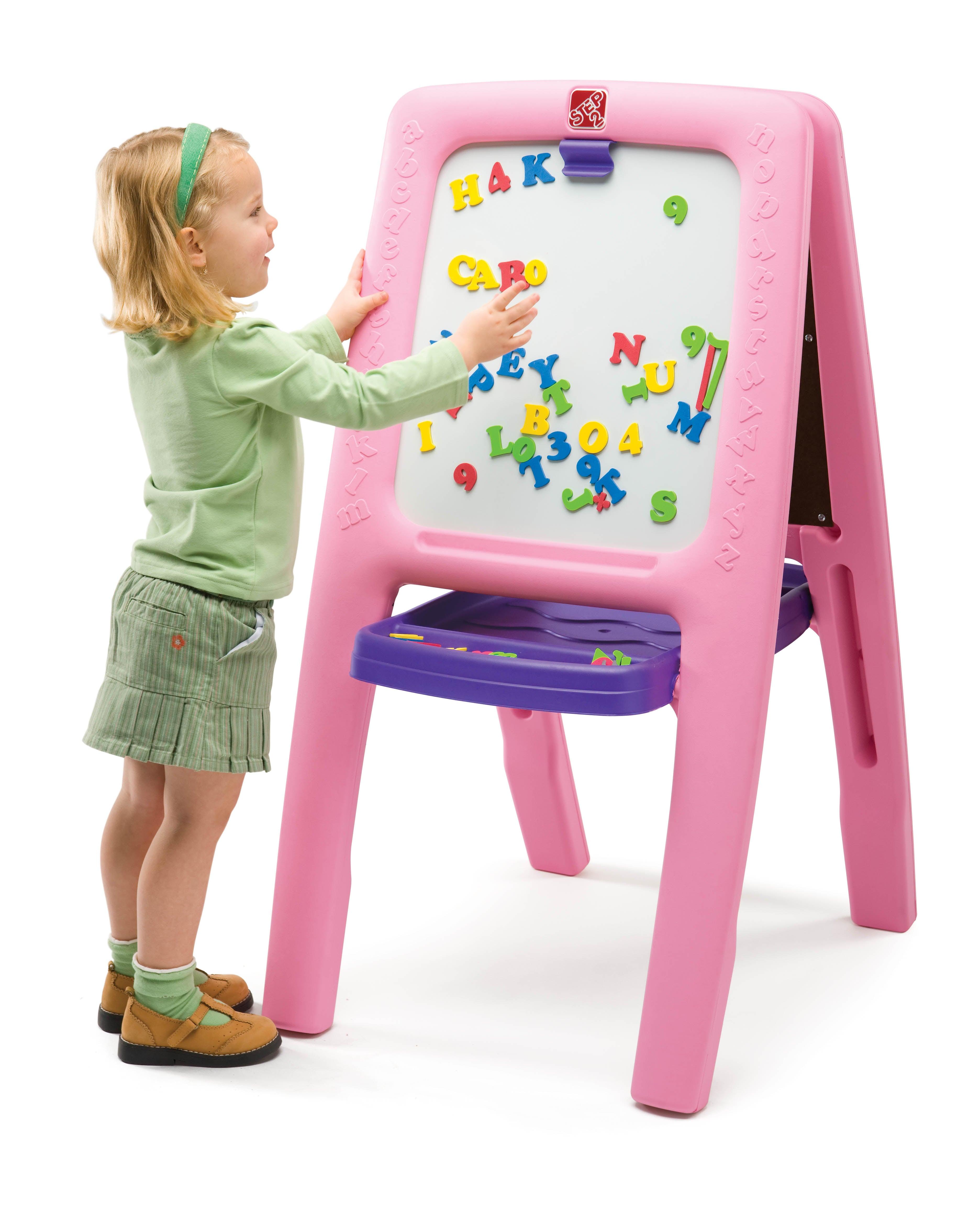 Step2 Easel for Two Double-Sided Art Easel with Magnetic Letters & Numbers Accessory Set for Kids, Pink - FunCorp India