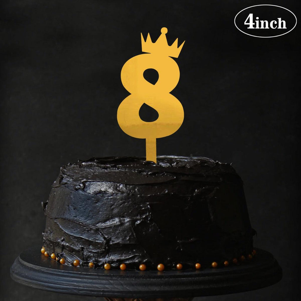 PartyCorp Gold Acrylic Number Eight Digit 4 Inch Cake Topper,1 Piece