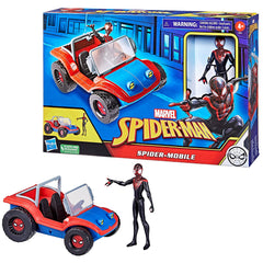 Marvel Spider-Man Spider-Mobile 6-Inch-Scale Miles Morales Action Figure with Vehicle for Kids Ages 4 and Up