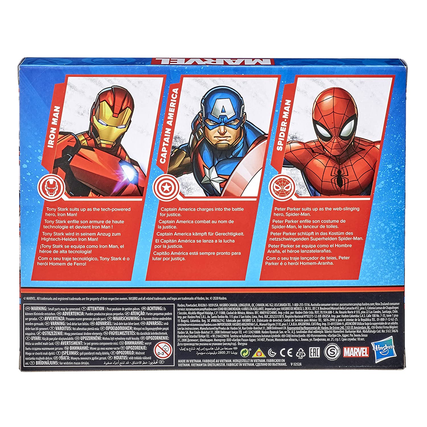 Marvel 6-inch Scale Iron Man, Spider-Man, Captain America Action Figure Toy Pack of 3 for Kids Ages 4 and Up