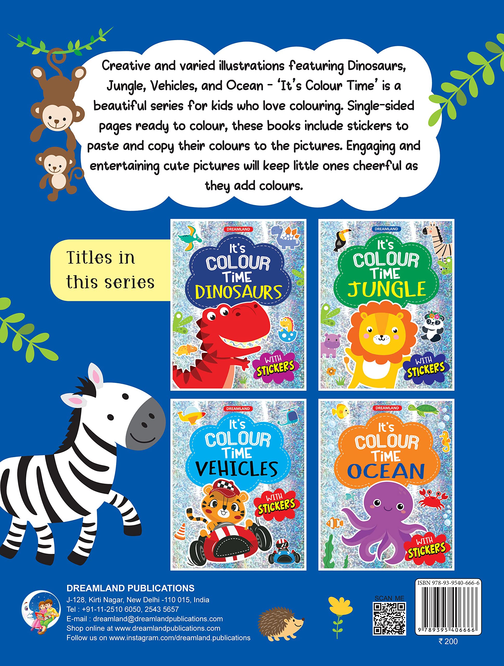 Dreamland Jungle - It's Colour time with Stickers - An Activity Book For Kids Ages 3+