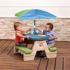 Step2 Sit and Play Picnic Table with Umbrella Outdoor Activity Toy for Kids