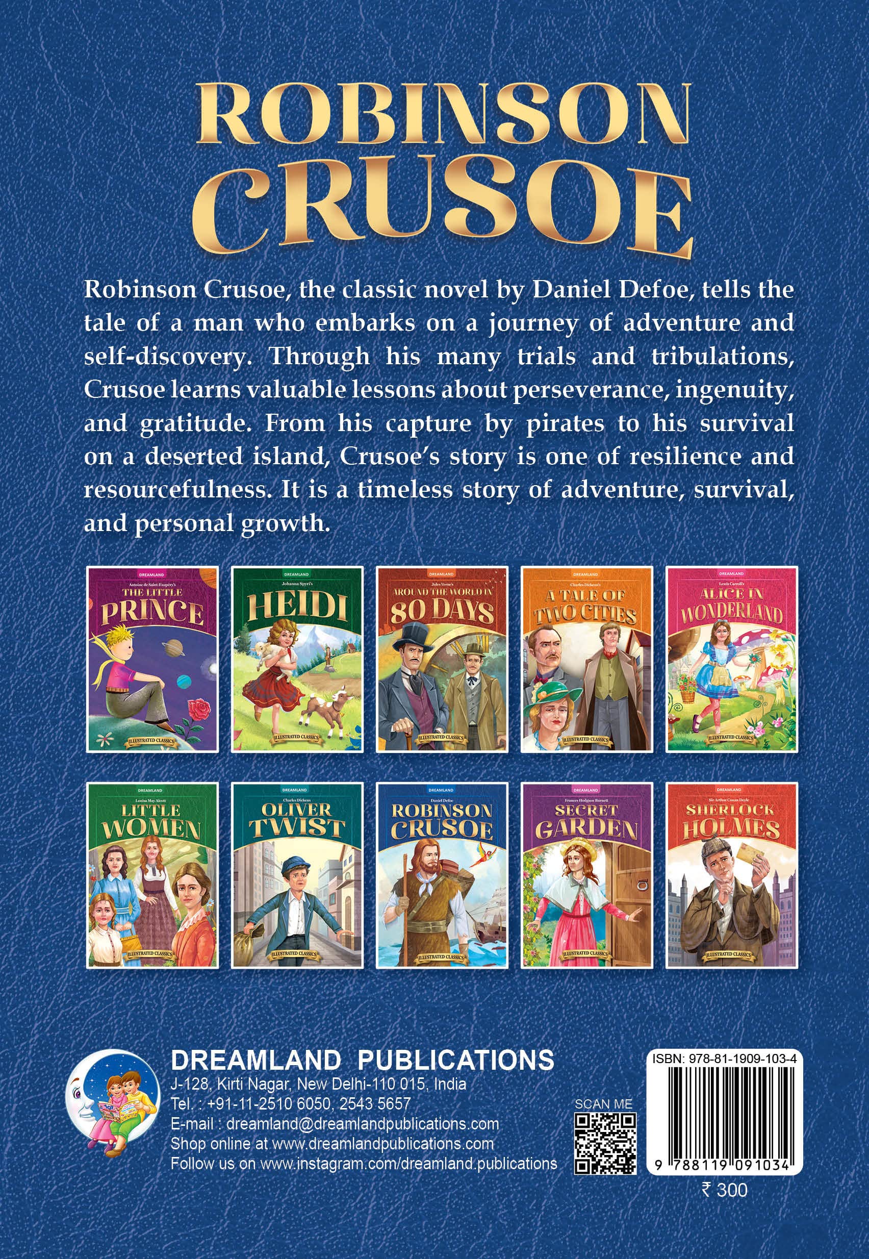 Dreamland Classic Tales Robinson Crusoe - llustrated Abridged Classics for Children with Practice Questions