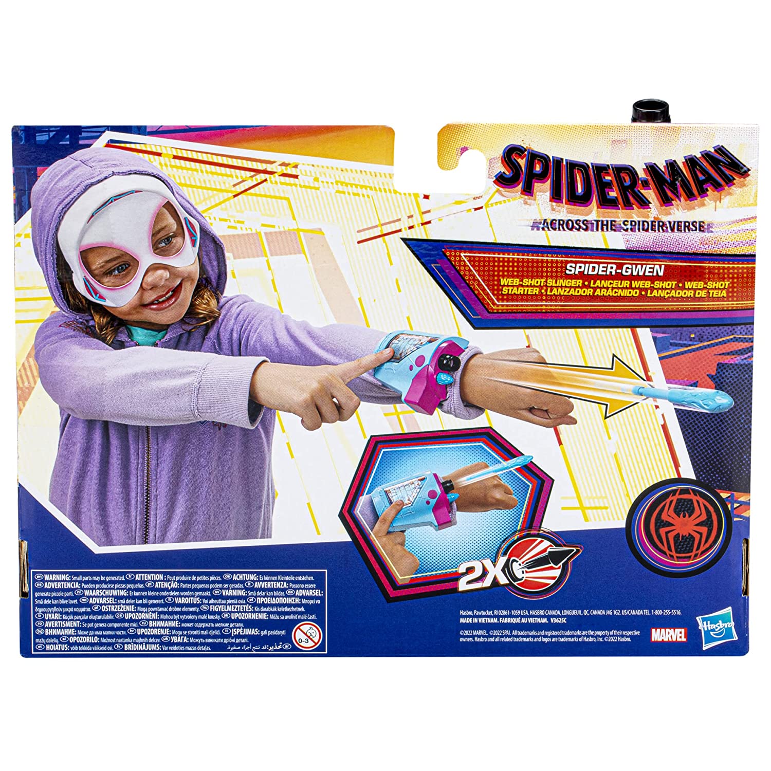 Marvel Spider-Man: Across The Spider-Verse Spider-Gwen Web-Shot Slinger Mask and Blaster Set for 5 Year Old and Up