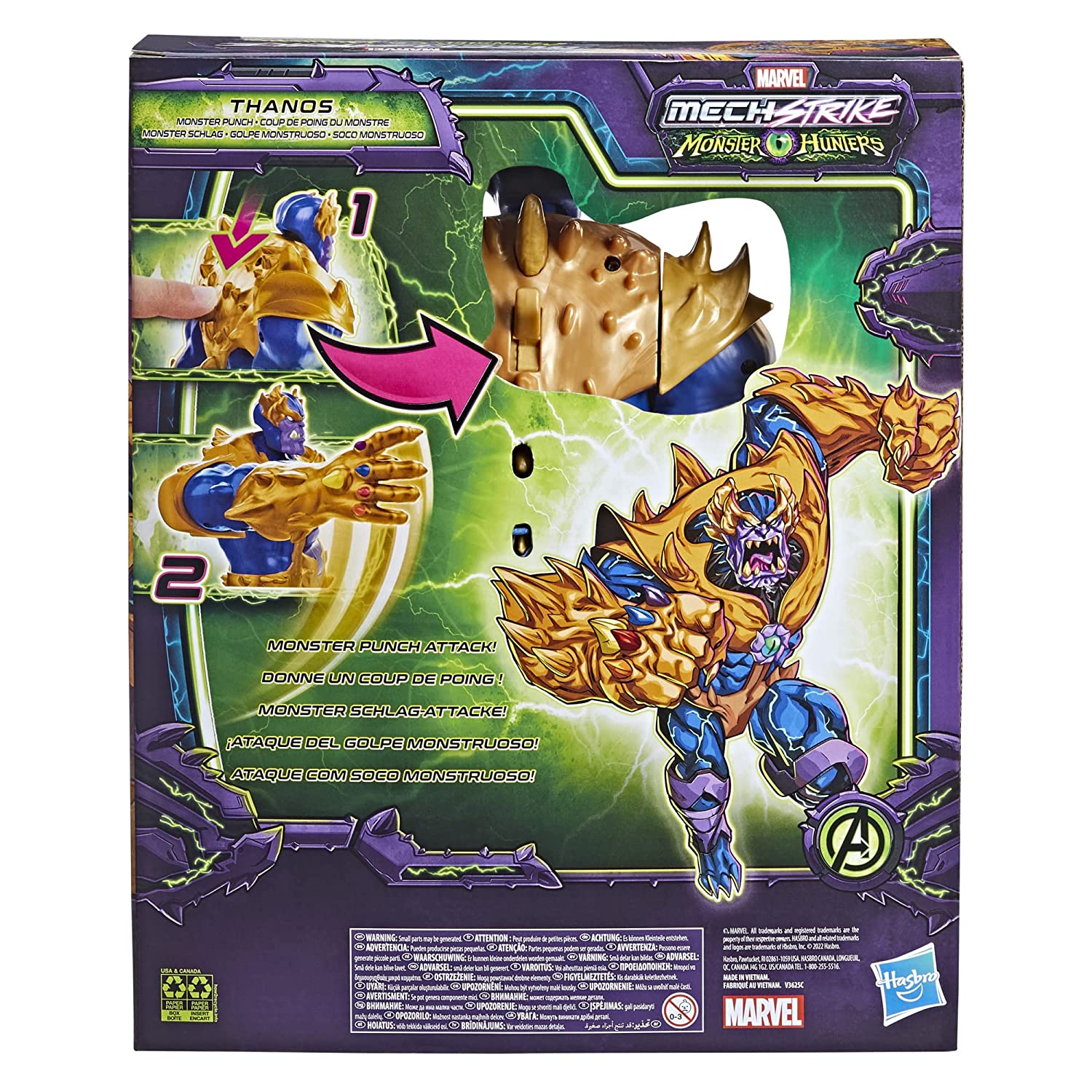 Marvel Avengers Mech Strike Monster Hunters 9-Inch-Scale Monster Punch Thanos Deluxe Action Figure for Kids Ages 4 and Up