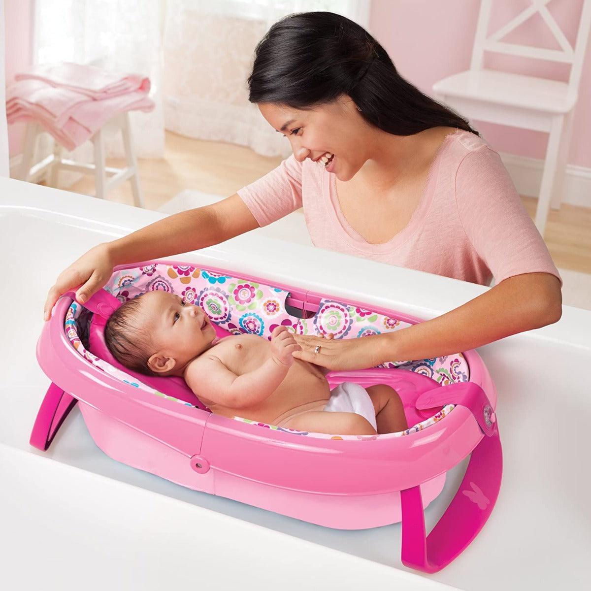 Summer Infant Easystore Comfort Tub Bath Tub Pink - Bath Tub For Ages 0-12 Months