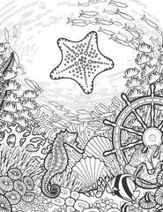 Dreamland Extreme Copy Colour - SEA WORLD - A Drawing Painting & Colouring Book For Adults (English)