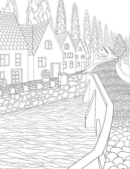 Dreamland Countryside Colouring Book - A Drawing Painting & Colouring Book For Adults (English)