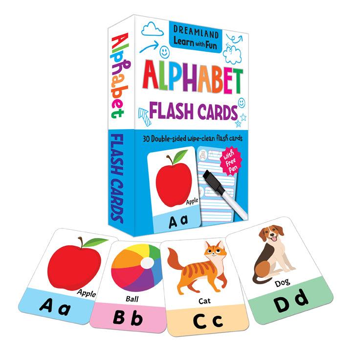Dreamland Flash Cards Alphabet - 30 Double Sided Wipe Clean Flash Cards With Pen - An Early Learning Book For Kids (English)
