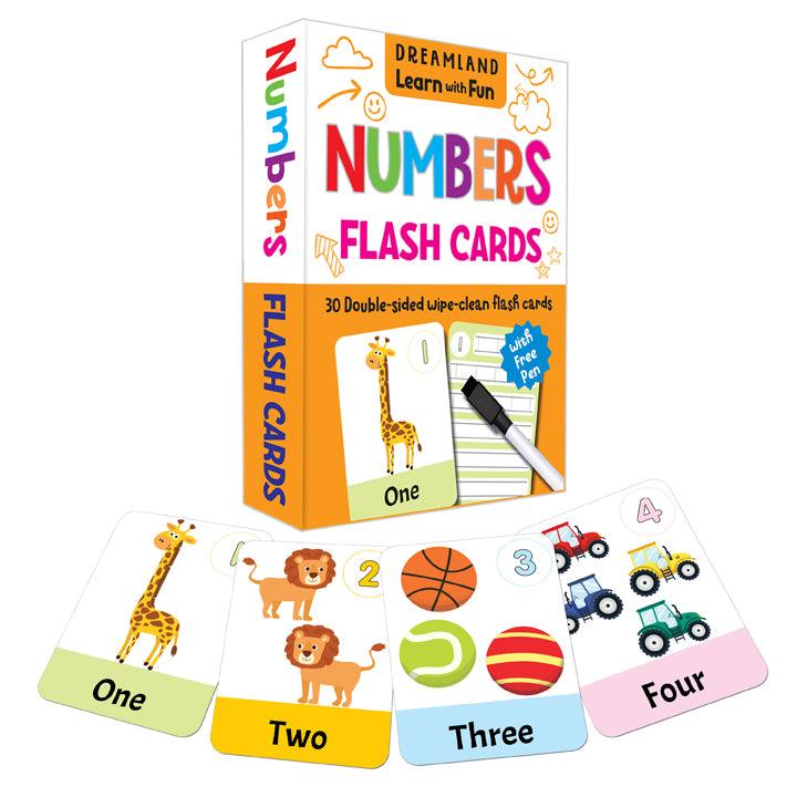 Dreamland Flash Cards Numbers - 30 Double Sided Wipe Clean Flash Cards With Pen - An Early Learning Book For Kids (English)