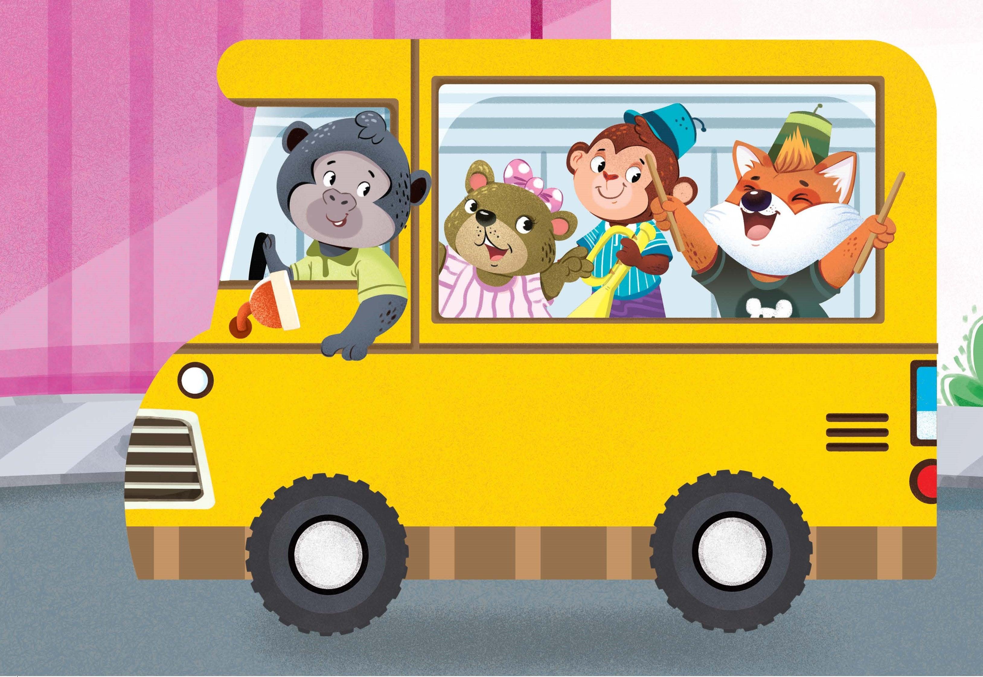 Dreamland A Music Party on the Bus - A Shaped Board book with Wheels - A Picture Book For Kids (English) - FunCorp India