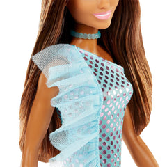 Barbie Glitz Brunette Hair Doll (Teal Metallic Dress) for Kids Ages 3+