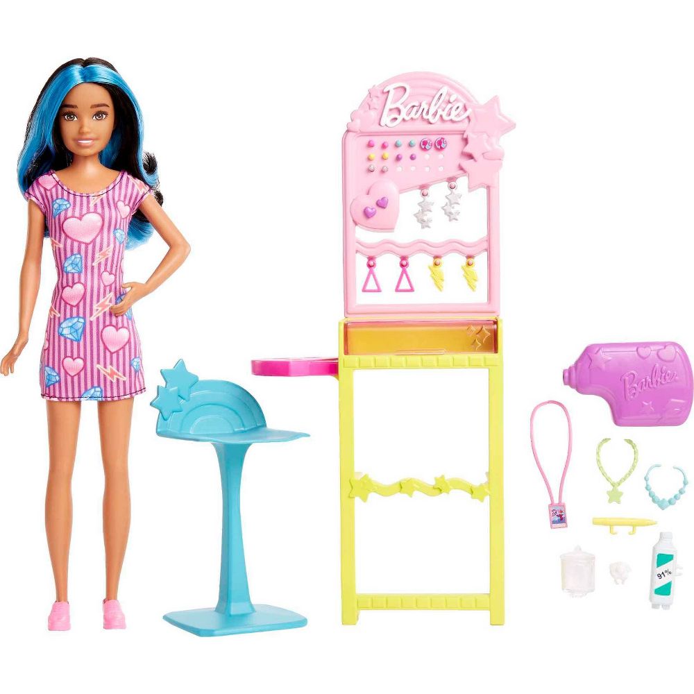 Barbie Skipper Doll and Ear-Piercer Set With Piercing Tool and Accessories, First Jobs