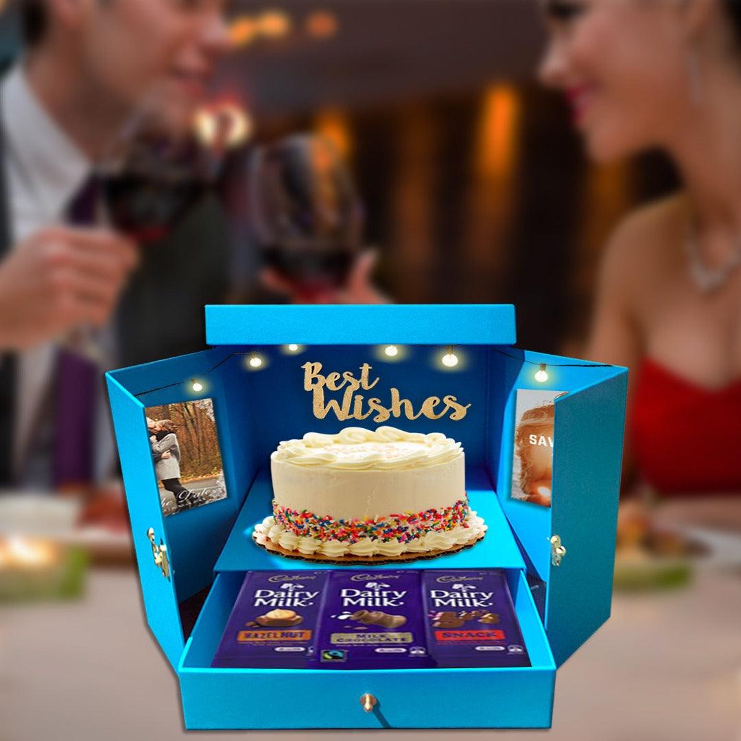 PartyCorp Card Board Surprise Cake Box with One Drawer Gift Box for DIY Customized Photo and Party Decoration - FunCorp India