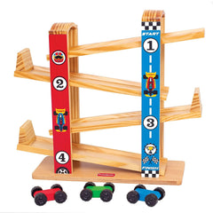Funskool Giggles Ramp Racer - Wooden Racing Toy with 3 Mini Cars for Ages 2+ - FunCorp India