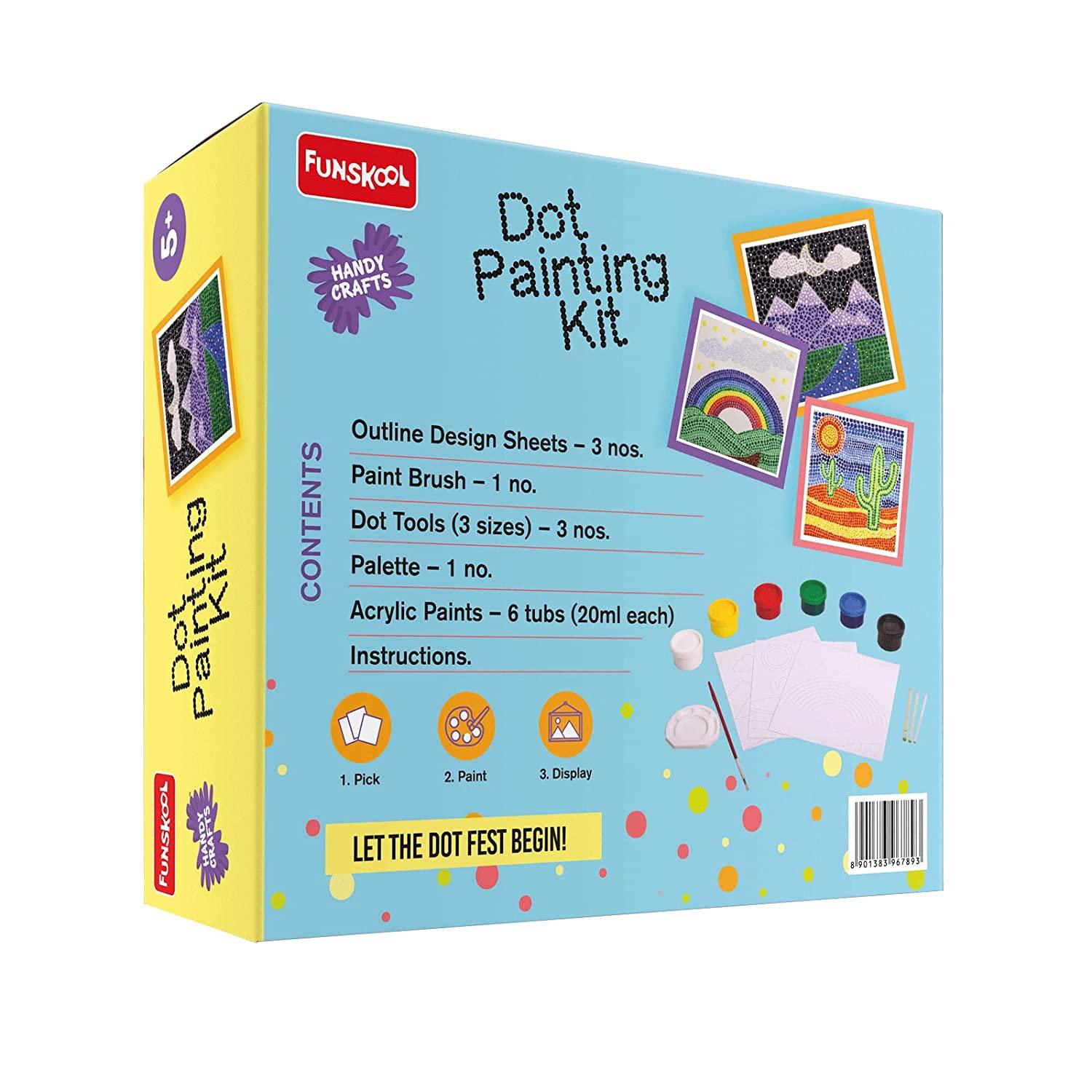 Funskool Handycrafts Dot Painting - Learn The Art of Painting with dots Activity Kit for Ages 5+ - FunCorp India
